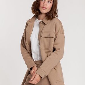 Lazy Pants Fleece Shacket in Camel